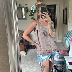 For Cynthia Petite Linen Dusty Mauve Tank Top